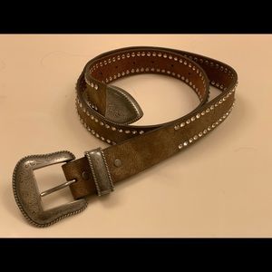 Western tan leather blingy belt